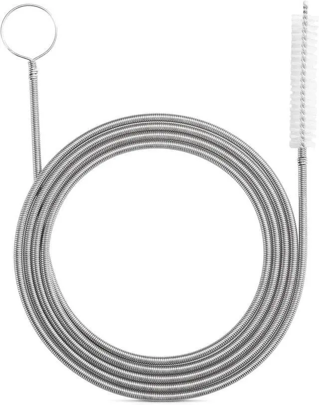 Main image of RayTour Extra-Thick Drain Brush with Stronger Spring 61-Inch Stainless Steel and Nylon Pipe Cleaner for Flexible, Curved & Slim Holes, Stronger Spring Version