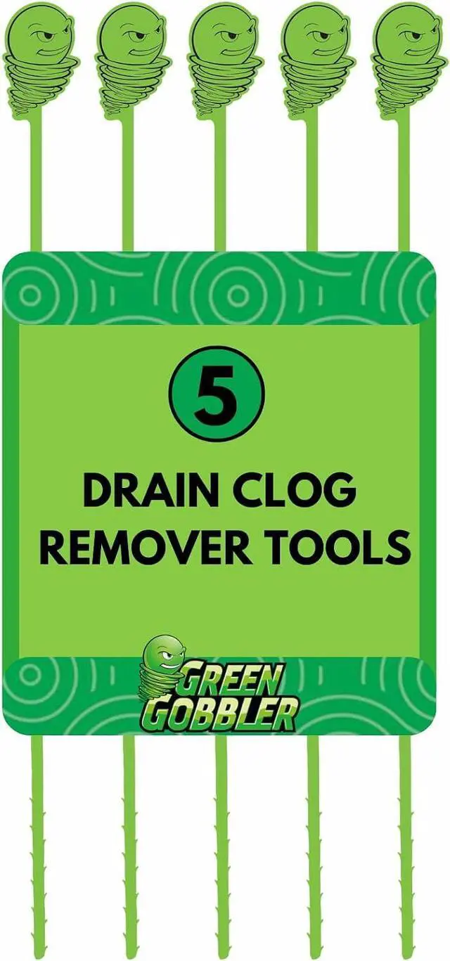 Main image of Green Gobbler Hair Grabber Drain Snake - 5 Pack (Great for Sink & Shower Clogs)