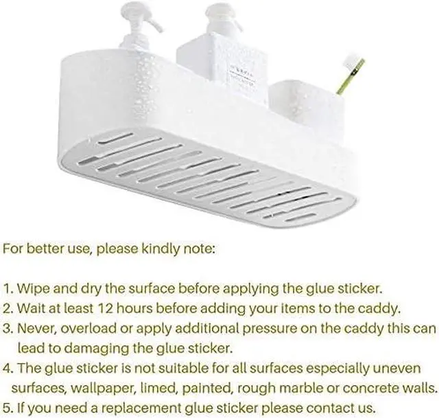 Alt view image 5 of 7 - SUNFICON Adhesive Shower Caddy Wall Mounted Bathroom Shelf Organizer Storage Rack No Drilling Shower Shelf Bath Essentials Shampoo Spice Holder 2 Clear Adhesives for Shower Room Bathroom Kitchen White