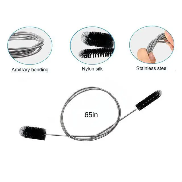 Alt view image 2 of 7 - Flexible Drain Brush Straw Cleaner Set, Nylon Cleaner Double Ended Elastic Hose 65 inch and 10 PCS Extra Long Pipe Cleaner 10 inch