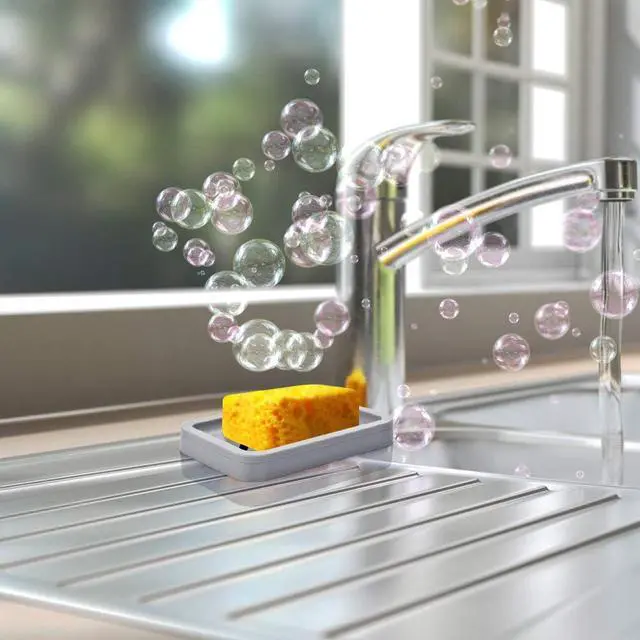 Alt view image 5 of 5 - 2PCS Draining Soap Dishes, Dishwashing Sponge Holder with Water Tray