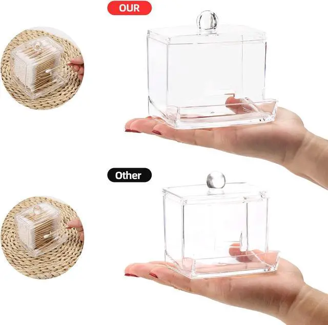 Alt view image 3 of 7 - Tbestmax 10oz Qtip Holder Dispenser Big Clear Bathroom Organizer Accessories Decor for Storage-Qtips Cotton Ball Holder Apothecary Jars, Cotton Swabs, Floss Container