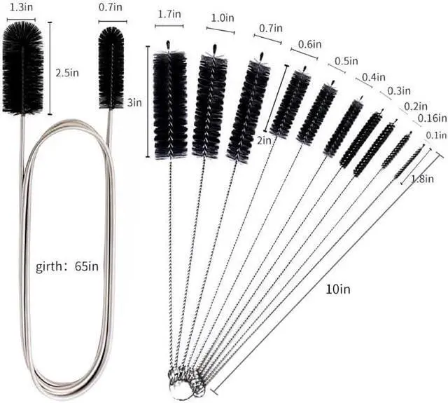Alt view image 7 of 7 - Flexible Drain Brush Straw Cleaner Set, Nylon Cleaner Double Ended Elastic Hose 65 inch and 10 PCS Extra Long Pipe Cleaner 10 inch