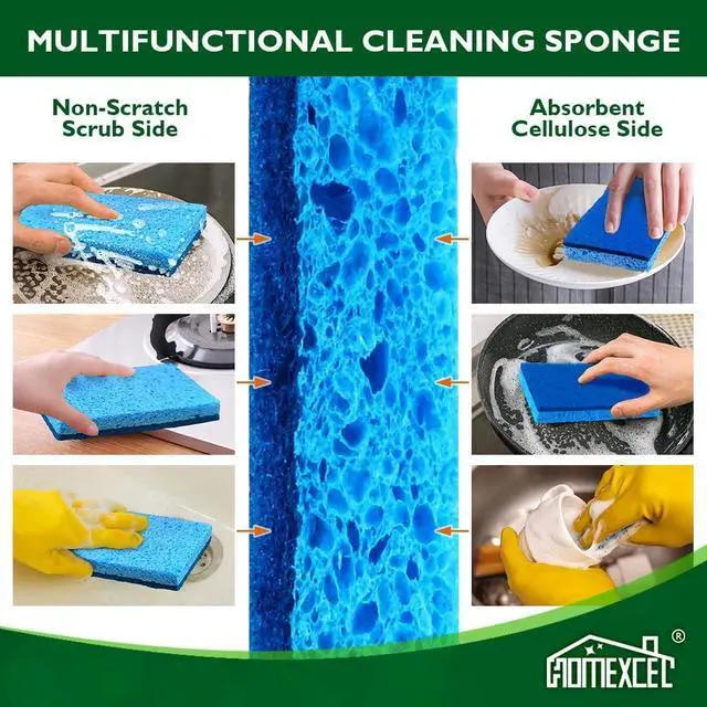 Alt view image 5 of 7 - HOMEXCEL Extra Large Sponges Kitchen 6PK, Non-Scratch Sponge for Cleaning