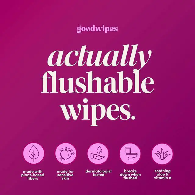 Alt view image 2 of 7 - goodwipes Flushable Wipes for Women - Rosewater Individually Wrapped Travel Butt Wipes To Go, Mini Purse & Festival Essentials for Adults, pH Balanced for Feminine Hygiene, 32 Count (1 Pack)