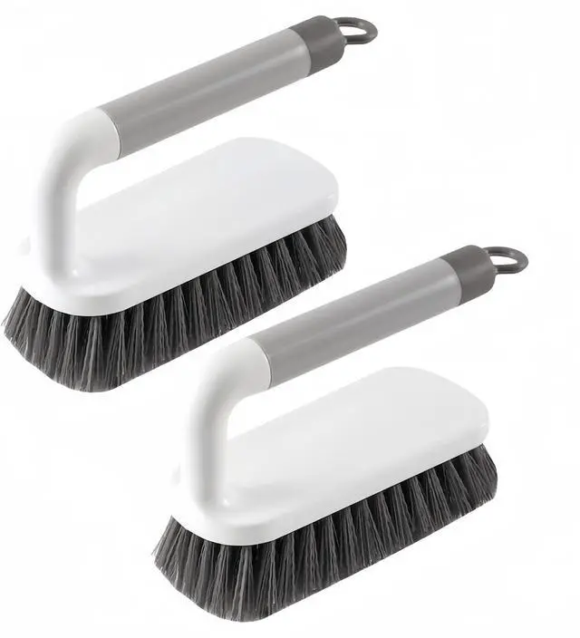 Main image of Scrub Brush, Scrubbing Cleaning Brushes, Heavy Duty Cleaning Brushes with Handle, for Shower, Bathroom, Carpet, Kitchen and Bathtub Scrubber, 2 Pack (Grey)