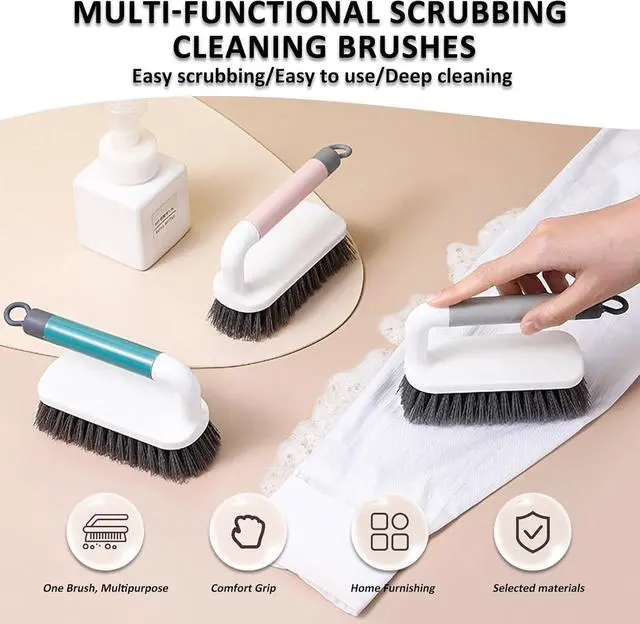 Alt view image 2 of 7 - Scrub Brush, Scrubbing Cleaning Brushes, Heavy Duty Cleaning Brushes with Handle, for Shower, Bathroom, Carpet, Kitchen and Bathtub Scrubber, 2 Pack (Grey)