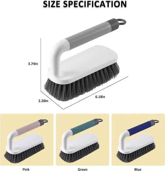 Alt view image 7 of 7 - Scrub Brush, Scrubbing Cleaning Brushes, Heavy Duty Cleaning Brushes with Handle, for Shower, Bathroom, Carpet, Kitchen and Bathtub Scrubber, 2 Pack (Grey)