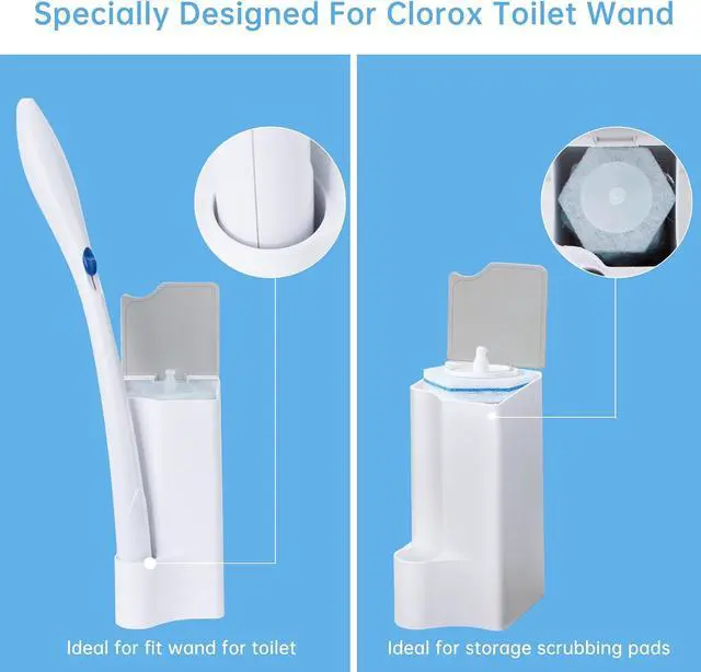 Alt view image 4 of 6 - 2 Pack Holder for Clorox Toilet Wand, Compatible with Clorox Toilet Wand Holder only, White & Gray