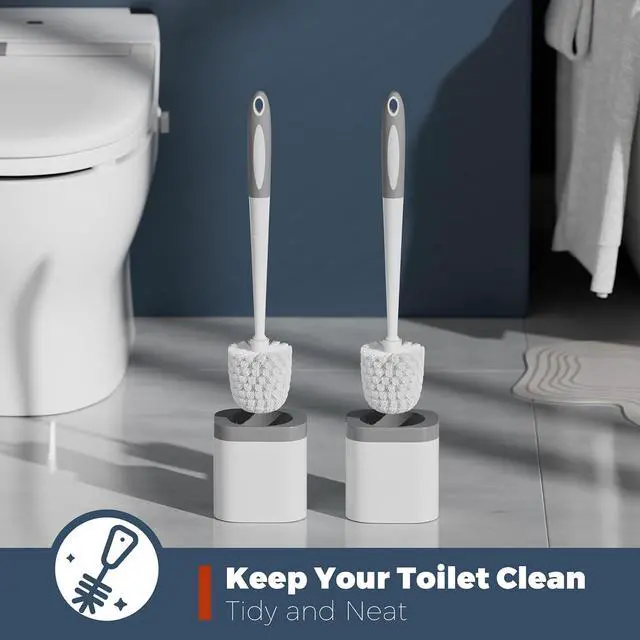 Alt view image 4 of 7 - Holaloha Toilet Brush and Holder Set, Space Saving, 2 Pack, White