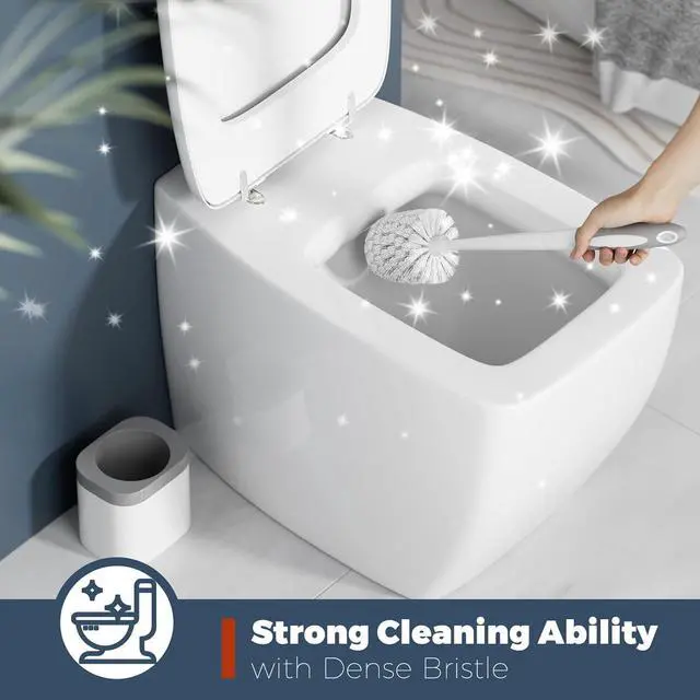 Alt view image 3 of 7 - Holaloha Toilet Brush and Holder Set, Space Saving, 2 Pack, White