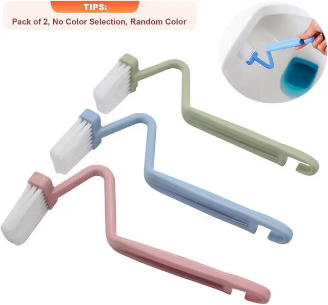 Alt view image 2 of 7 - Mziart Plastic Curved Toilet Brush Cleaning Toilet Corner Rim Edge, 2 Pack