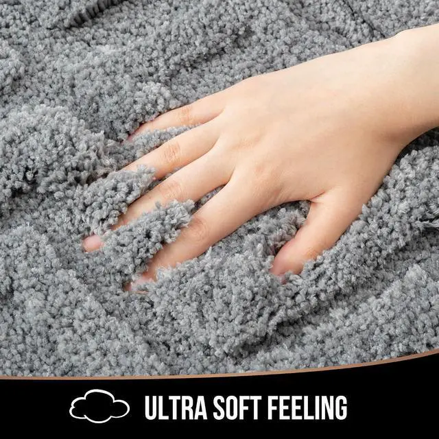 Alt view image 3 of 6 - Bath Mat & Bathroom-Rugs 24x16, Ultra Soft Machine Washable Microfiber Bath Mat, Absorbent Quick Dry Non Slip Rug for Bathroom Floor, Tub and Shower, Grey