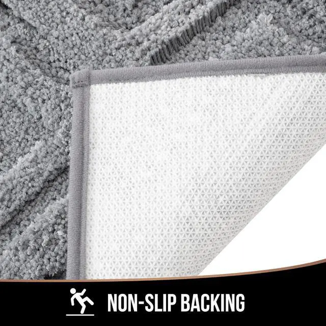 Alt view image 5 of 6 - Bath Mat & Bathroom-Rugs 24x16, Ultra Soft Machine Washable Microfiber Bath Mat, Absorbent Quick Dry Non Slip Rug for Bathroom Floor, Tub and Shower, Grey