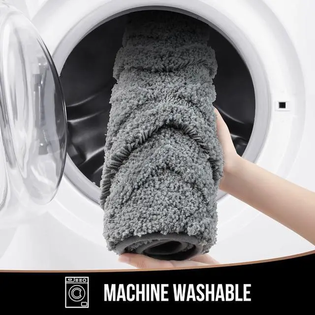 Alt view image 6 of 6 - Bath Mat & Bathroom-Rugs 24x16, Ultra Soft Machine Washable Microfiber Bath Mat, Absorbent Quick Dry Non Slip Rug for Bathroom Floor, Tub and Shower, Grey