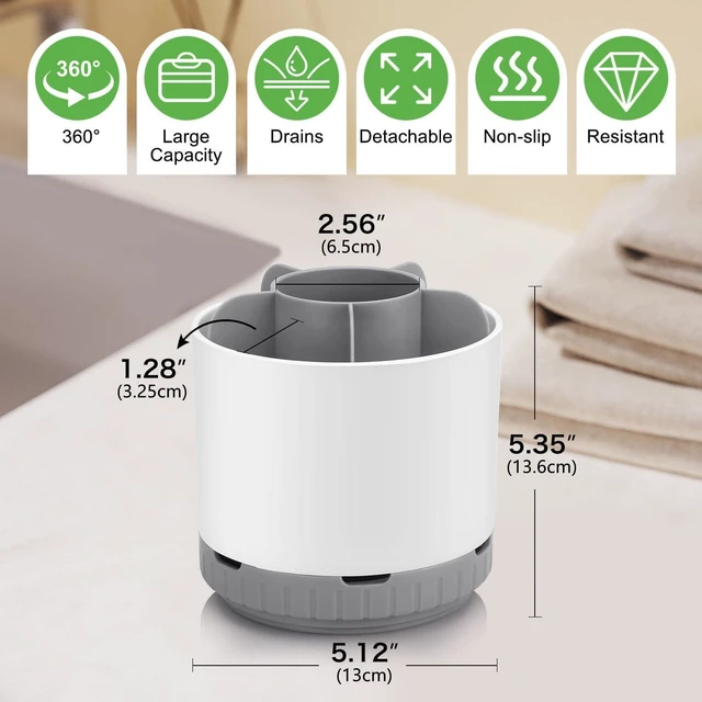 Alt view image 7 of 7 - GFWARE Rotating White Toothbrush Holder for Bathroom Organizer, Drainage
