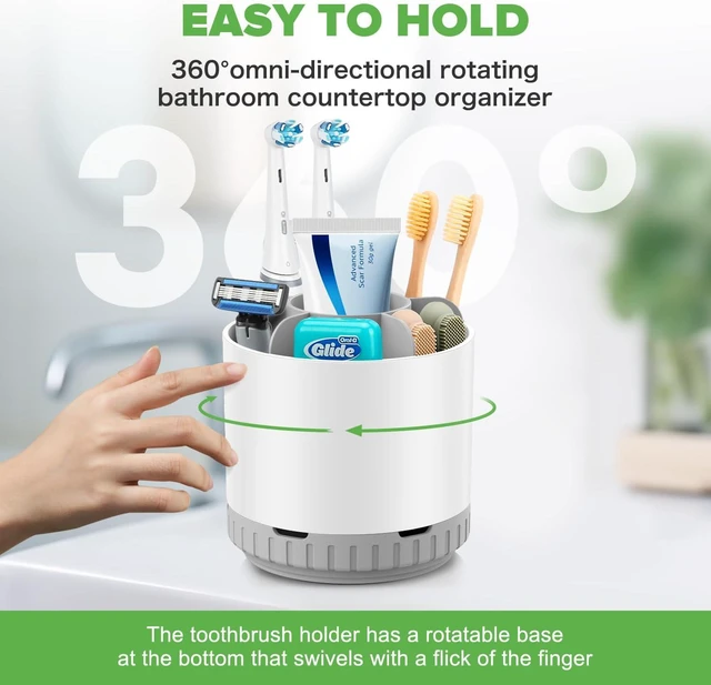 Alt view image 4 of 7 - GFWARE Rotating White Toothbrush Holder for Bathroom Organizer, Drainage