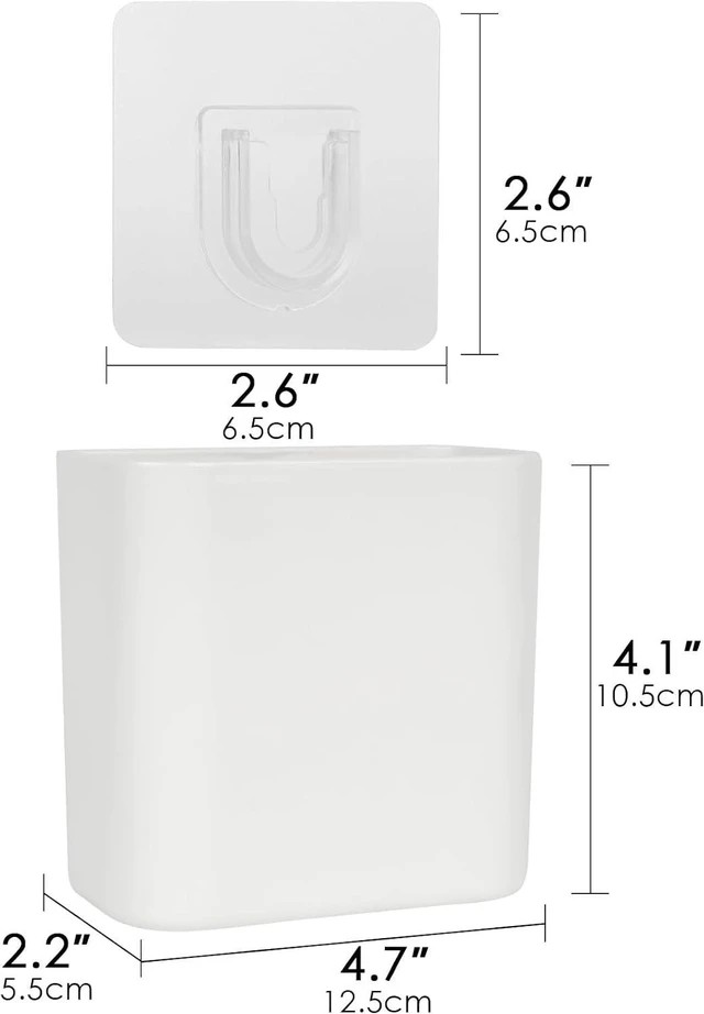 Alt view image 2 of 6 - Multipurpose Wall Mount Toothbrush Holder, Self Adhesive Toothbrush Storage Organizer for Shower, Toothbrush Hanger for Toothpaste, Comb, Facial Cleanser (White)