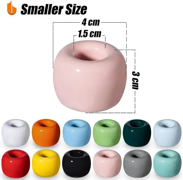 Alt view image 2 of 7 - Urbanstrive Sleek Mini Ceramics Toothbrush Holder Stand for Bathroom Vanity Countertops, Pink