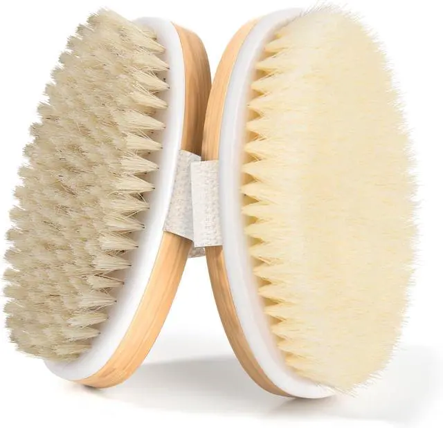 Main image of 2 Pack Dry Brushing Body Brush, Natural and Soft Bristle Shower Brush for Body Cleaning, Exfoliating Bath Brush for Lymphatic Drainage Improve Circulation, Body Exfoliator Scrubber for Women Men