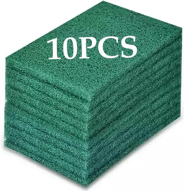 Main image of Heavy Duty Scour Pads Sponge Dish Scrubber Green Reusable Household Scrub Pads for for Dishes, Kitchen Scrubbers & Metal Grills 4 x 6 x 0.31inch (10Pcs)