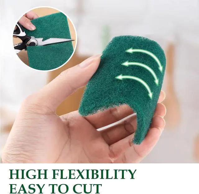 Alt view image 2 of 7 - Heavy Duty Scour Pads Sponge Dish Scrubber Green Reusable Household Scrub Pads for for Dishes, Kitchen Scrubbers & Metal Grills 4 x 6 x 0.31inch (10Pcs)
