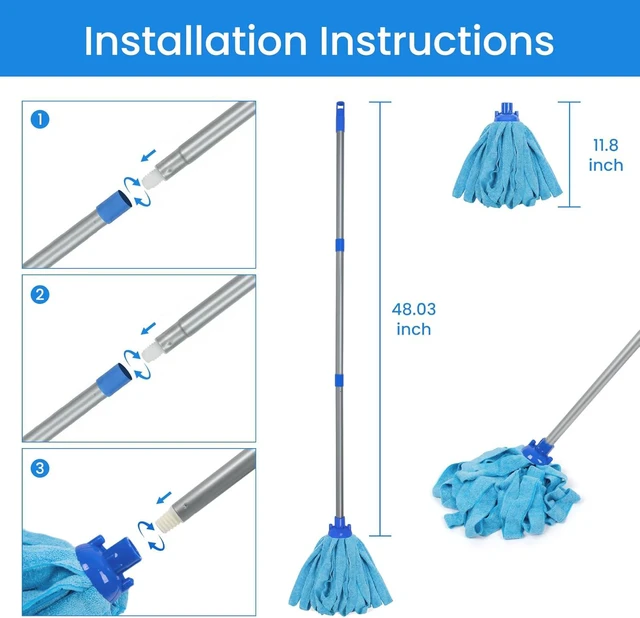 Alt view image 6 of 7 - Mop, Microfiber Cloth Mops for Floor Cleaning, Small Mop with 2 Refills