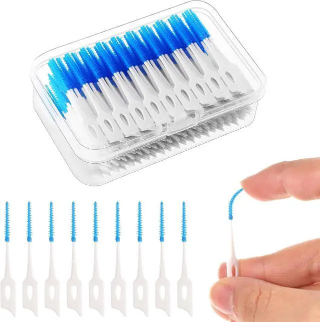 Main image of 220 Interdental Brushes, Silicone Dental Picks with Case, Blue