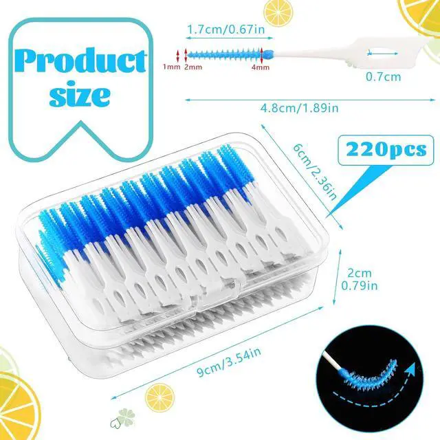 Alt view image 2 of 7 - 220 Interdental Brushes, Silicone Dental Picks with Case, Blue