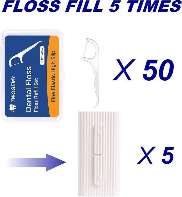 Alt view image 4 of 7 - Dental Floss 2 Pack 10 Count & 50 PCS/Box Refill Set Case Adult Flosses