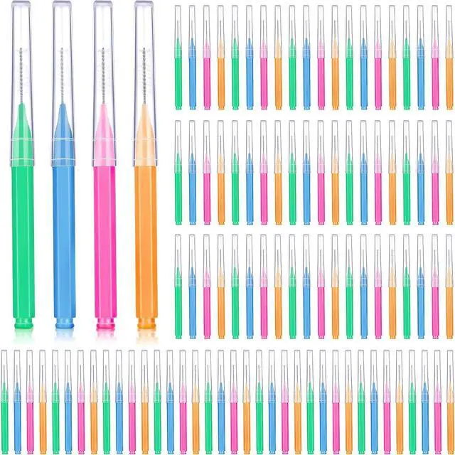Main image of Patelai 100 Pcs Braces Dental Brushes,Bright Colors,Multiple Sizes