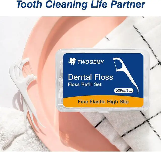 Alt view image 7 of 7 - Dental Floss 2 Pack 10 Count & 50 PCS/Box Refill Set Case Adult Flosses
