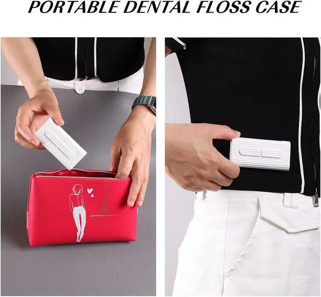 Alt view image 4 of 7 - White Dental Floss Portable Case Dispenser Automatic 10 Picks Adult Flosses