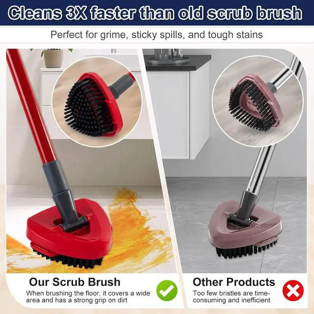 Alt view image 6 of 7 - Scrubber Mop Head for Ocedar, Upgrade Scrub Brush for Ocedar, Spin Mop Scrub Brush Head for O Cedar RinseClean 2-Tank, More Bristles Scrub Brush Attachment for Bathroom, Deck, Kitchen Floor Cleaning