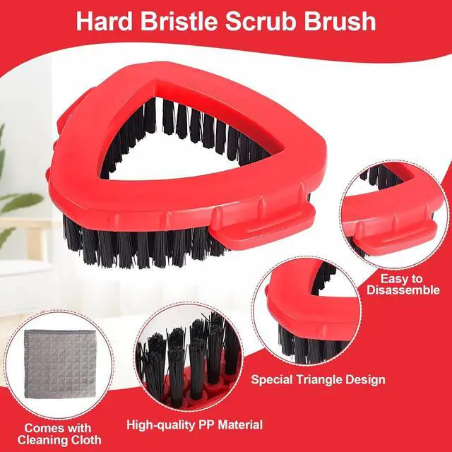Alt view image 4 of 7 - Scrub Brush for O Cedar RinseClean 2 Tank System, Ocedar Scrubber Mop Head, Spin Mop Scrub Brush Head Replacement, 1 Cleaning Clothes & 2 Pcs Hard Bristle Floor Scrub Brush for Bathroom, Kitchen, Tub