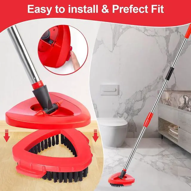 Alt view image 3 of 7 - Scrub Brush for O Cedar RinseClean 2 Tank System, Ocedar Scrubber Mop Head, Spin Mop Scrub Brush Head Replacement, 1 Cleaning Clothes & 2 Pcs Hard Bristle Floor Scrub Brush for Bathroom, Kitchen, Tub