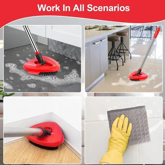 Alt view image 7 of 7 - Scrub Brush for O Cedar RinseClean 2 Tank System, Ocedar Scrubber Mop Head, Spin Mop Scrub Brush Head Replacement, 1 Cleaning Clothes & 2 Pcs Hard Bristle Floor Scrub Brush for Bathroom, Kitchen, Tub