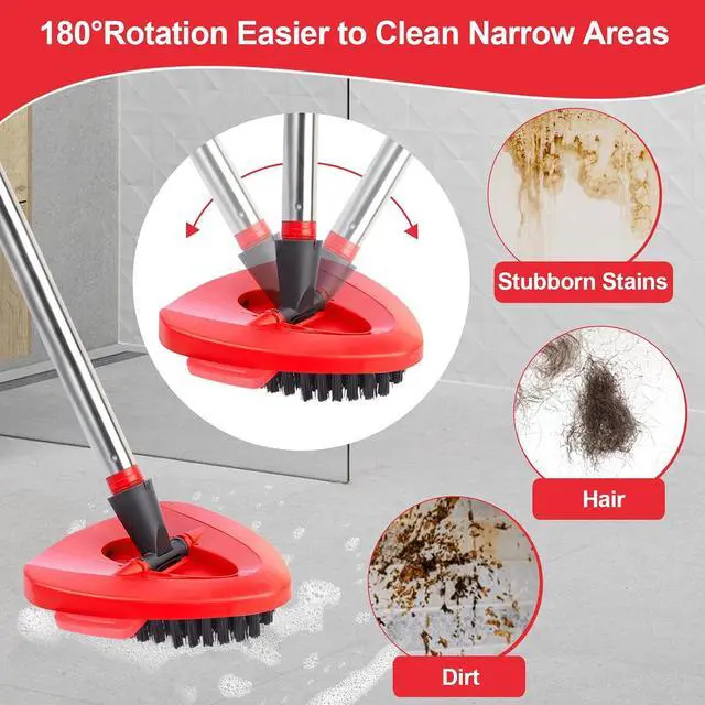 Alt view image 6 of 7 - Scrub Brush for O Cedar RinseClean 2 Tank System, Ocedar Scrubber Mop Head, Spin Mop Scrub Brush Head Replacement, 1 Cleaning Clothes & 2 Pcs Hard Bristle Floor Scrub Brush for Bathroom, Kitchen, Tub