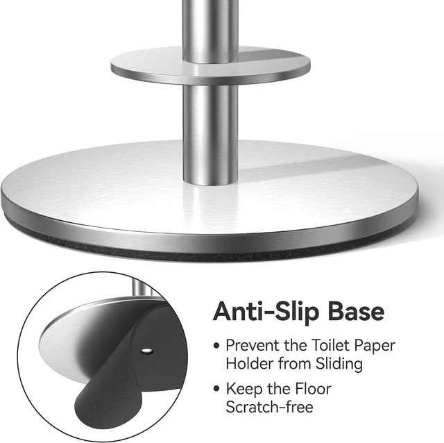 Alt view image 6 of 7 - Freestanding Toilet Paper Holder with Shelf,5 Roll Storage,Brushed Nickel