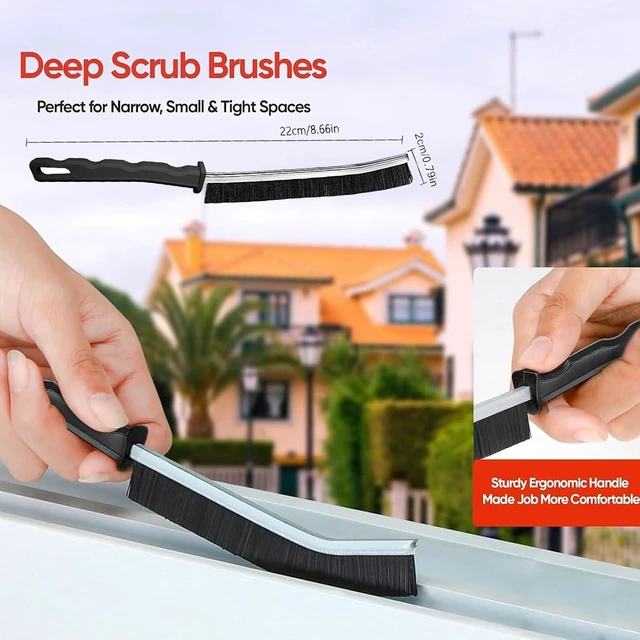 Alt view image 2 of 7 - Crevice Cleaning Brush Tool - Heavy Duty Hard Bristle Gap Brush for Deep Cleaning - Ultra-Thin Grout Scrubber for Bathroom, Toilet, Bathtub, Kitchen Sink & Window Tracks-12 Pack