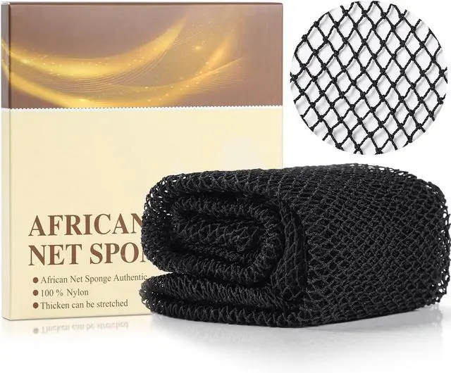 Main image of Authentic African Net Sponge,Exfoliating Body Bath Sponge,Black
