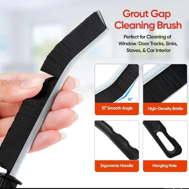 Alt view image 5 of 7 - Crevice Cleaning Brush Tool - Heavy Duty Hard Bristle Gap Brush for Deep Cleaning - Ultra-Thin Grout Scrubber for Bathroom, Toilet, Bathtub, Kitchen Sink & Window Tracks-12 Pack