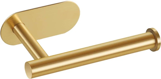 Main image of LAYUKI Toilet Paper Holder,Gold,Wall Mount, Upgraded Adhesive Toilet Roll Holder,no Drilling,Bathroom/Rv/Washroom,SUS 304 Stainless Steel,Rustproof (Gold, 1 Piece)
