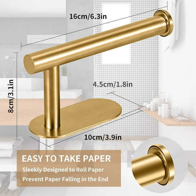 Alt view image 5 of 6 - LAYUKI Toilet Paper Holder,Gold,Wall Mount, Upgraded Adhesive Toilet Roll Holder,no Drilling,Bathroom/Rv/Washroom,SUS 304 Stainless Steel,Rustproof (Gold, 1 Piece)