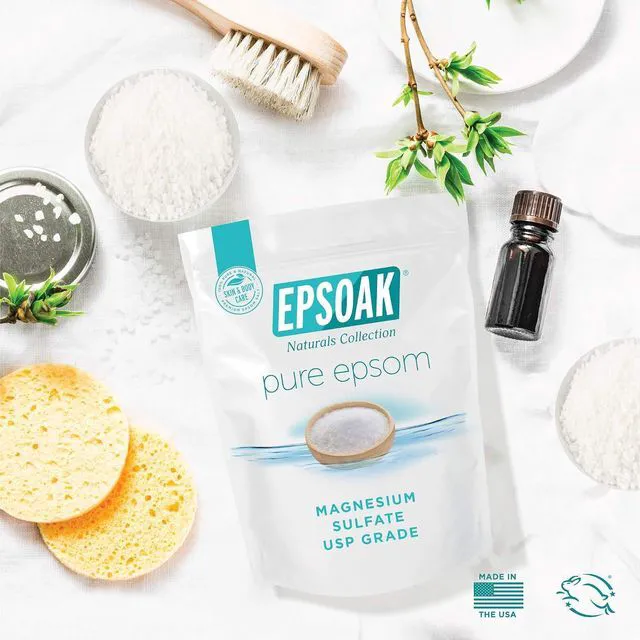 Alt view image 3 of 7 - Epsoak Epsom Salt 2 lb. Magnesium Sulfate USP. Resealable Epsom Salt Bag Unscented, Made in The USA, Cruelty-Free Certified
