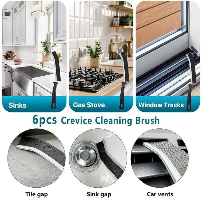 Alt view image 4 of 7 - Crevice Cleaning Brush - Grout Scrub Brush, House Cleaning Supplies, Gap Cleaning Tools, Home Essentials, Gifts for Women Men, Hard Bristle Crevice Cleaner Brush for Household Use, Bathroom(11Pcs)