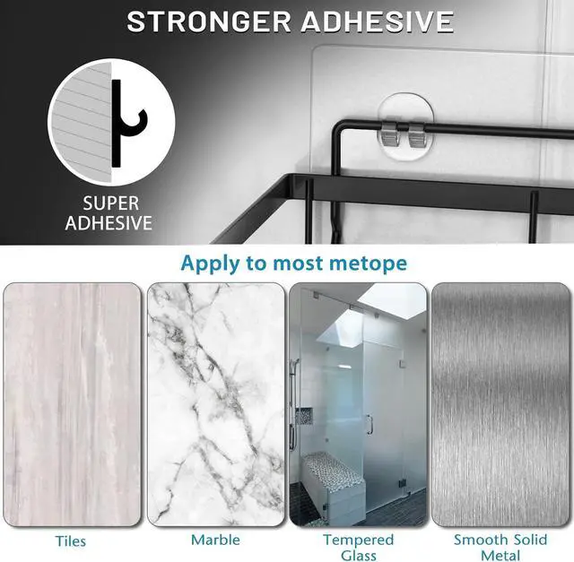 Alt view image 3 of 5 - Moforoco 2 Pack Shower Caddy Adhesive for Replacement, No Drilling Strong Transparent Adhesive for Shower Caddy, Soap Holder, Bathroom Storage Shelves and Kitchen Racks