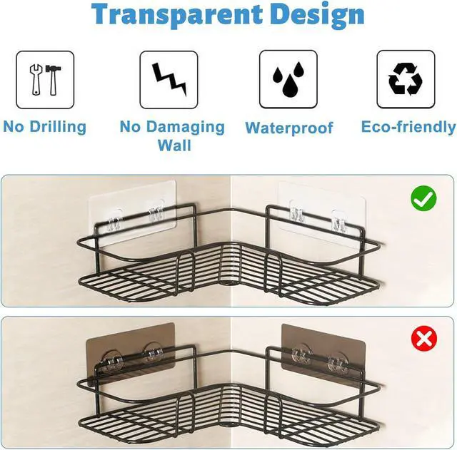 Alt view image 3 of 7 - Chris.W 4 Pack Clear Adhesive Suction Sticker for No Drilling Bathroom Shower Shelf Accessories, Super Strong Adhesive Wall Sticker for Shower Caddy and More