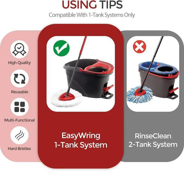 Alt view image 5 of 7 - 2 Pack Replacement Scrub Brush Head Compatible for EasyWring 1-Tank System
