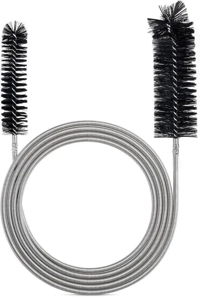 Main image of RayTour Extra-Thick Drain Brush with Stronger Spring - 67-Inch Flexible Pipe Cleaning Tool - Dual Bristle Heads - Ideal for Curved Pipes and Slim Holes Black